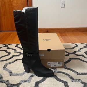 UGG Claudine Black Leather Boots